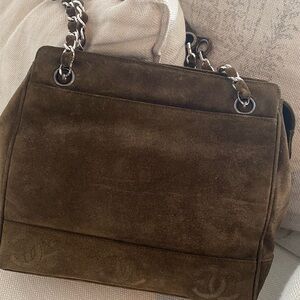 Vintage Chanel Brown Suede Shoulder Bag with Chain Strap